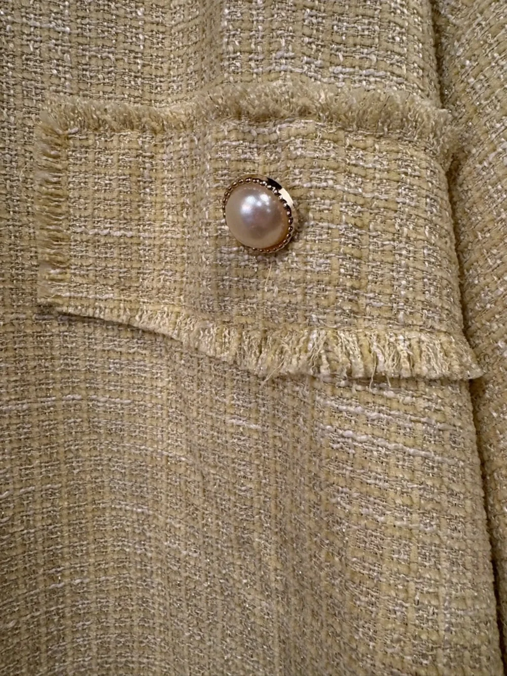Andrée by Unit $54 NWT Daydreams Yellow Tweed Pearl Shacket 1X P2P 26-27” - Picture 5 of 10